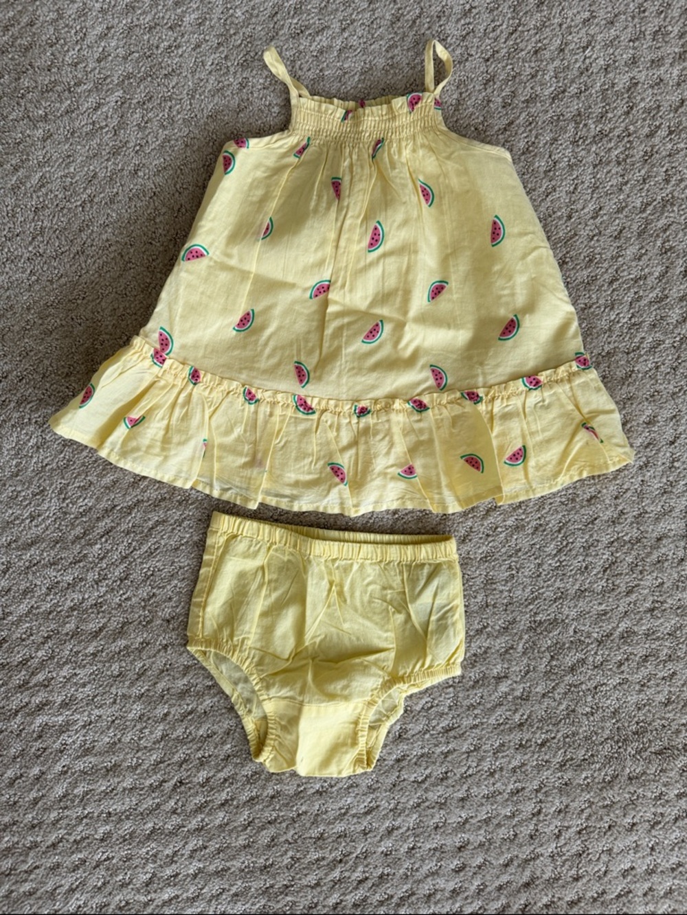 Baby Gap Yellow Watermelon Print Toddler Dress & Bloomer Set